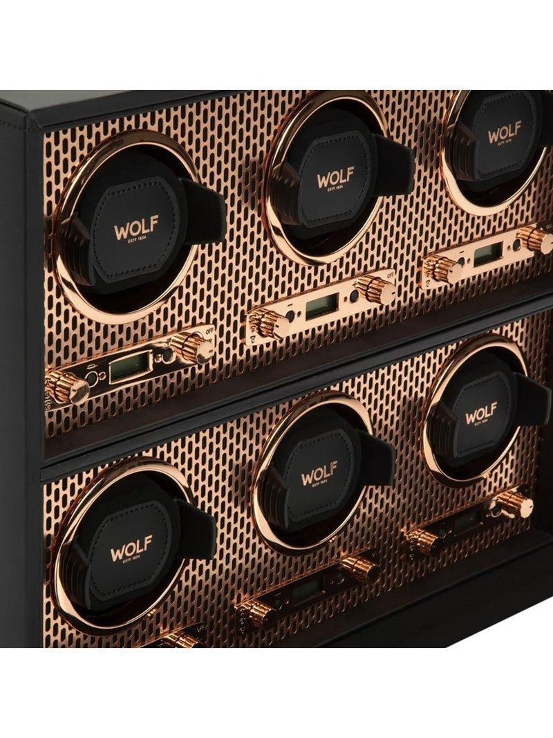 WOLF Axis vegan leather 6 module watch winder, UK version
