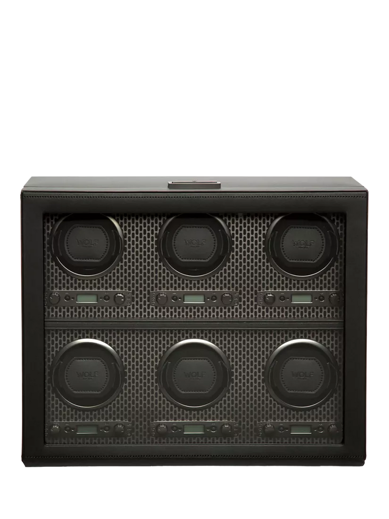 WOLF Axis Vegan Leather 6 Module Watch Winder