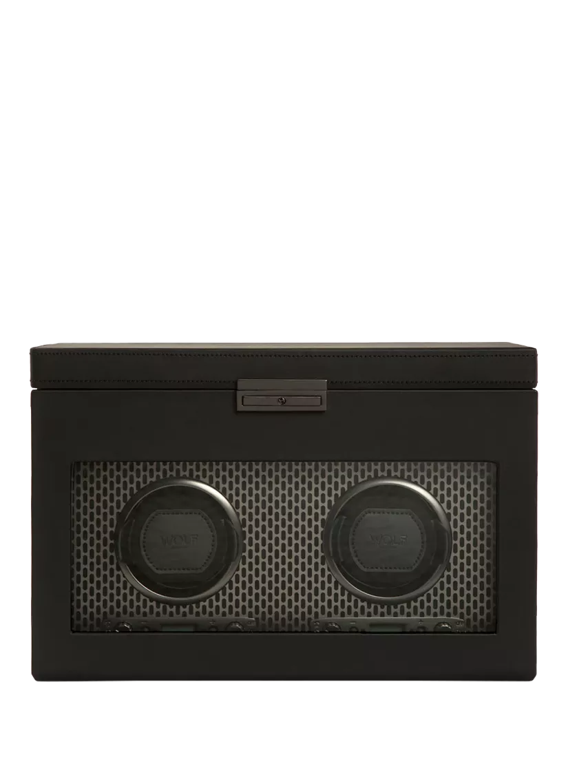 WOLF Axis Vegan Leather 2 Module Watch Winder With Storage