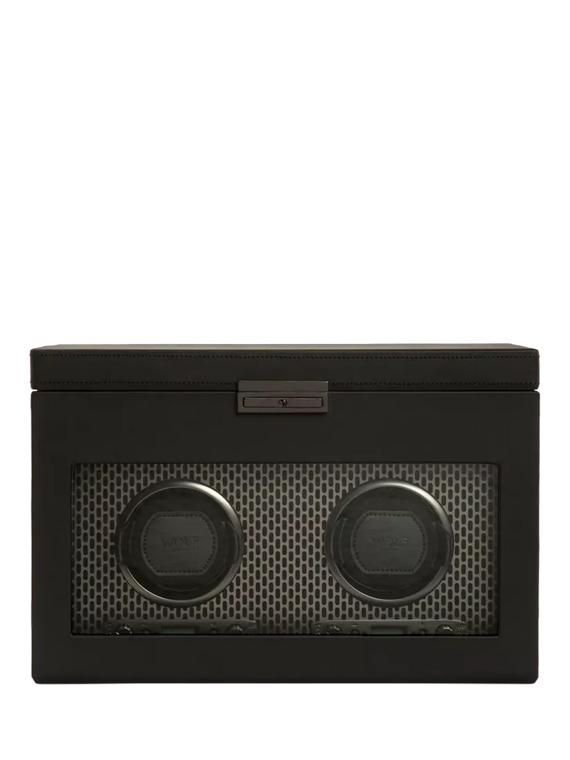 WOLF Axis Vegan Leather 2 Module Watch Winder With Storage