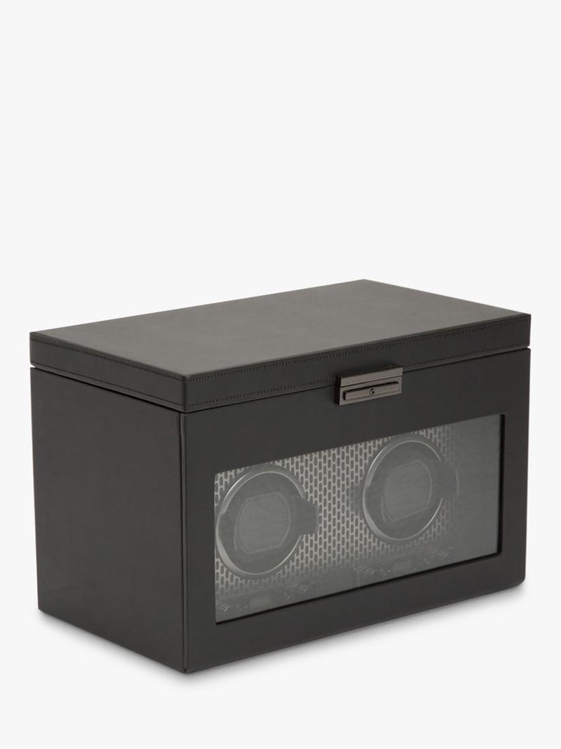WOLF vegan leather 2-module watch winder with storage, imported from the UK