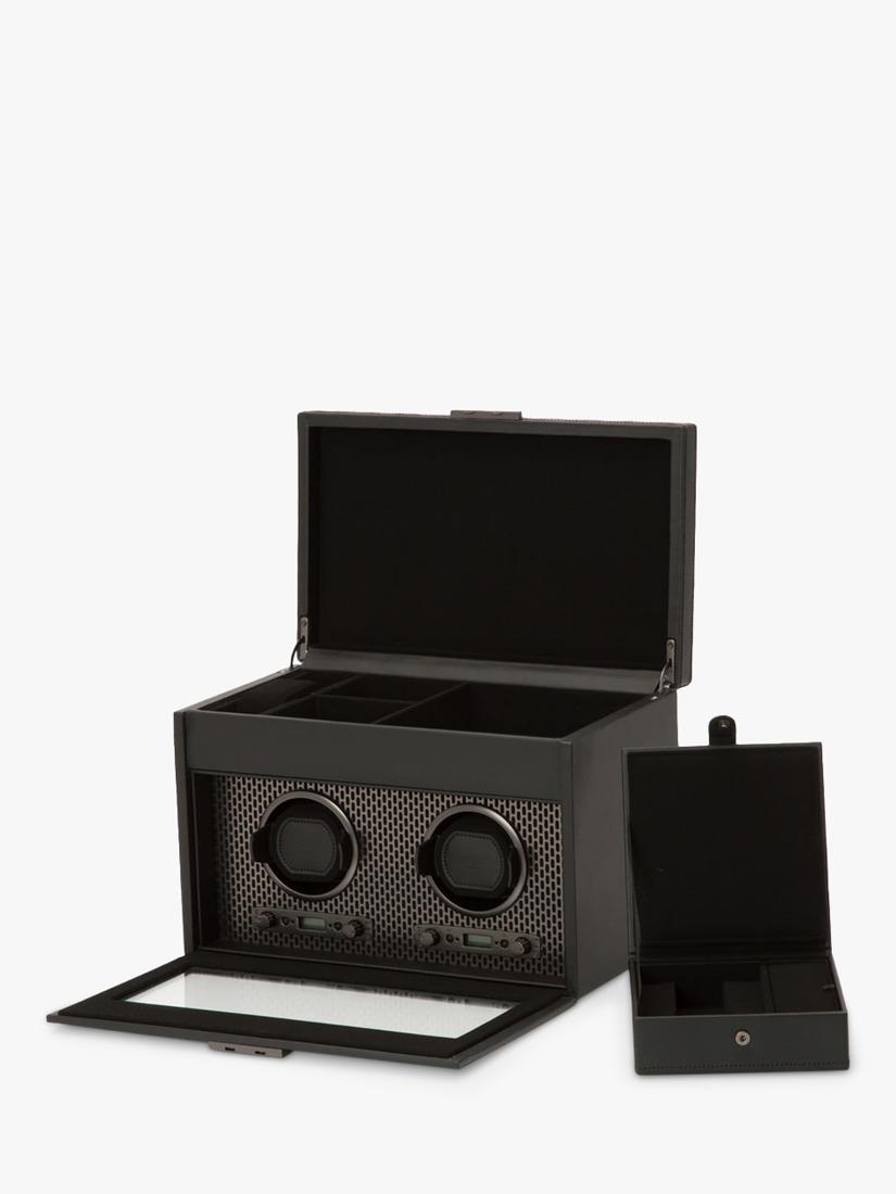 WOLF vegan leather 2-module watch winder with storage, imported from the UK