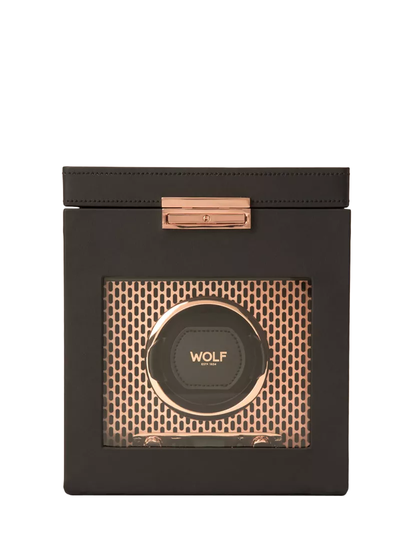 WOLF Axis vegan leather watch winder copper 1 module, UK version