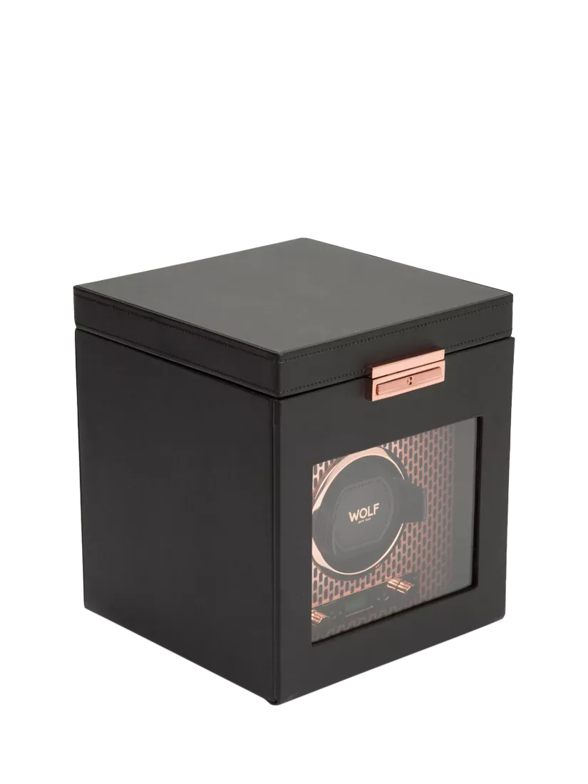 WOLF Axis vegan leather watch winder copper 1 module, UK version