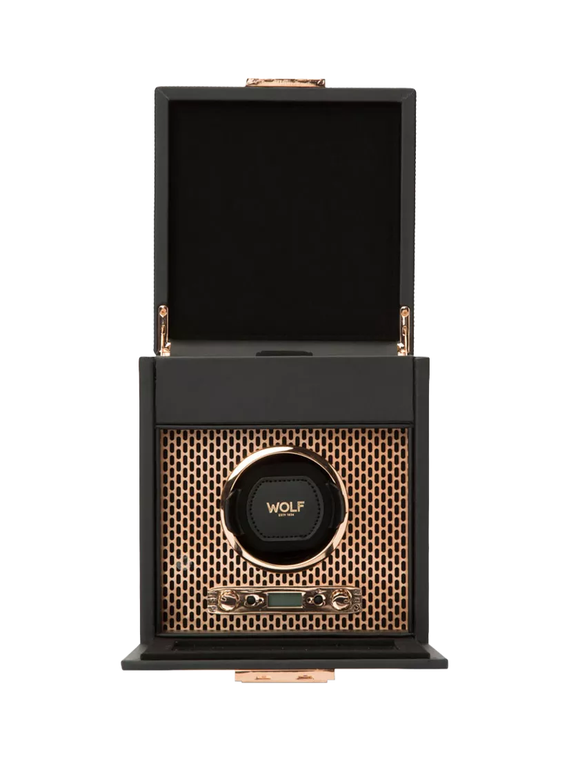 WOLF Axis vegan leather watch winder copper 1 module, UK version