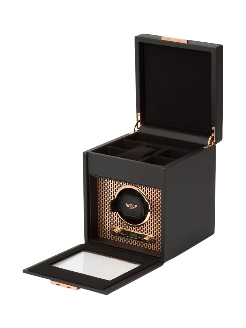 WOLF Axis vegan leather watch winder copper 1 module, UK version