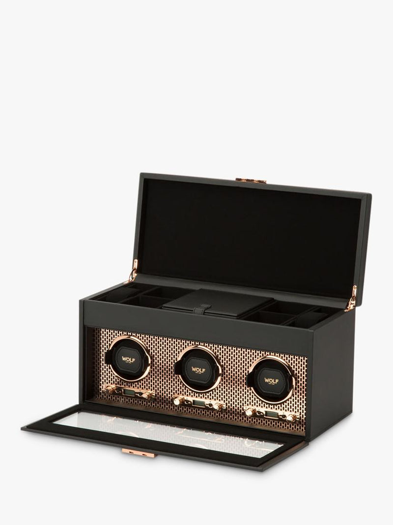 WOLF Axis vegan leather 3 module watch winder, imported from the UK