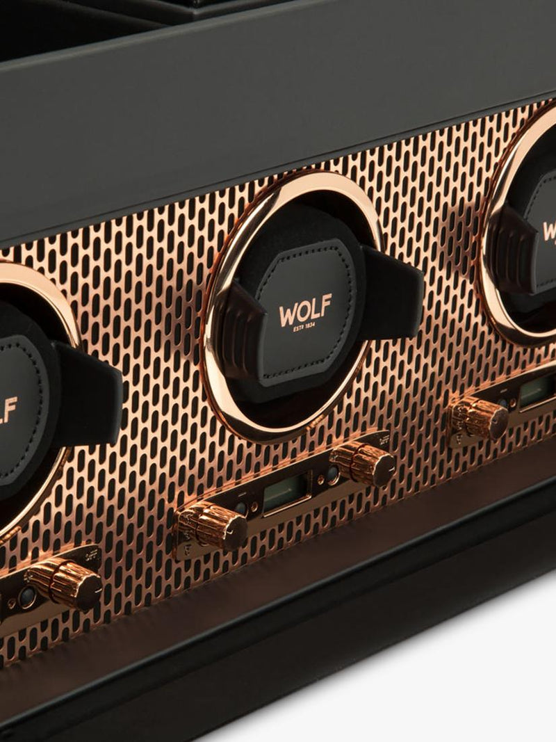 WOLF Axis vegan leather 3 module watch winder, imported from the UK