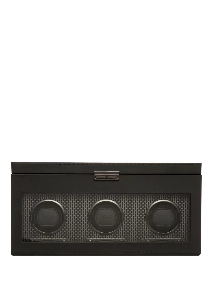 WOLF Axis Vegan Leather 3 Module Watch Winder With Storage