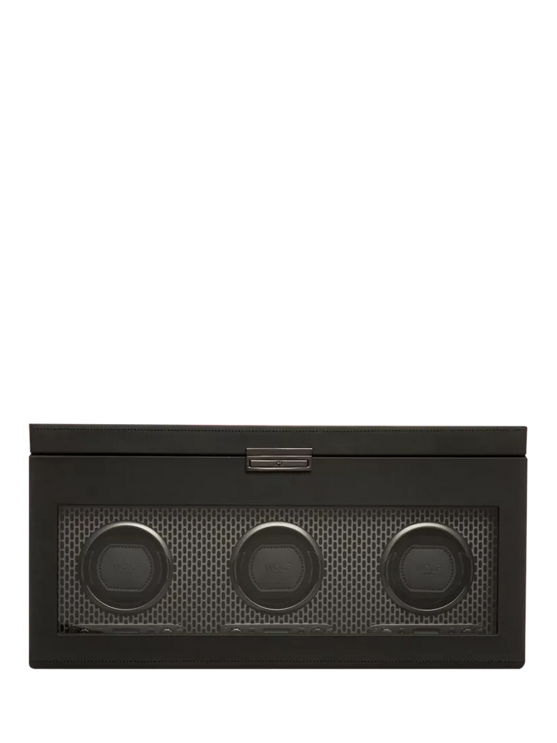 WOLF Axis Vegan Leather 3 Module Watch Winder With Storage