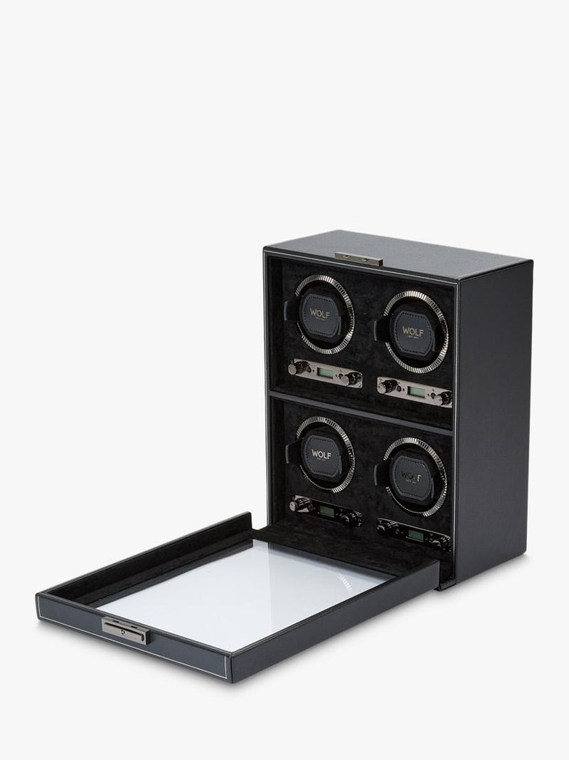 WOLF British Racing vegan leather 4 module watch winder, UK version