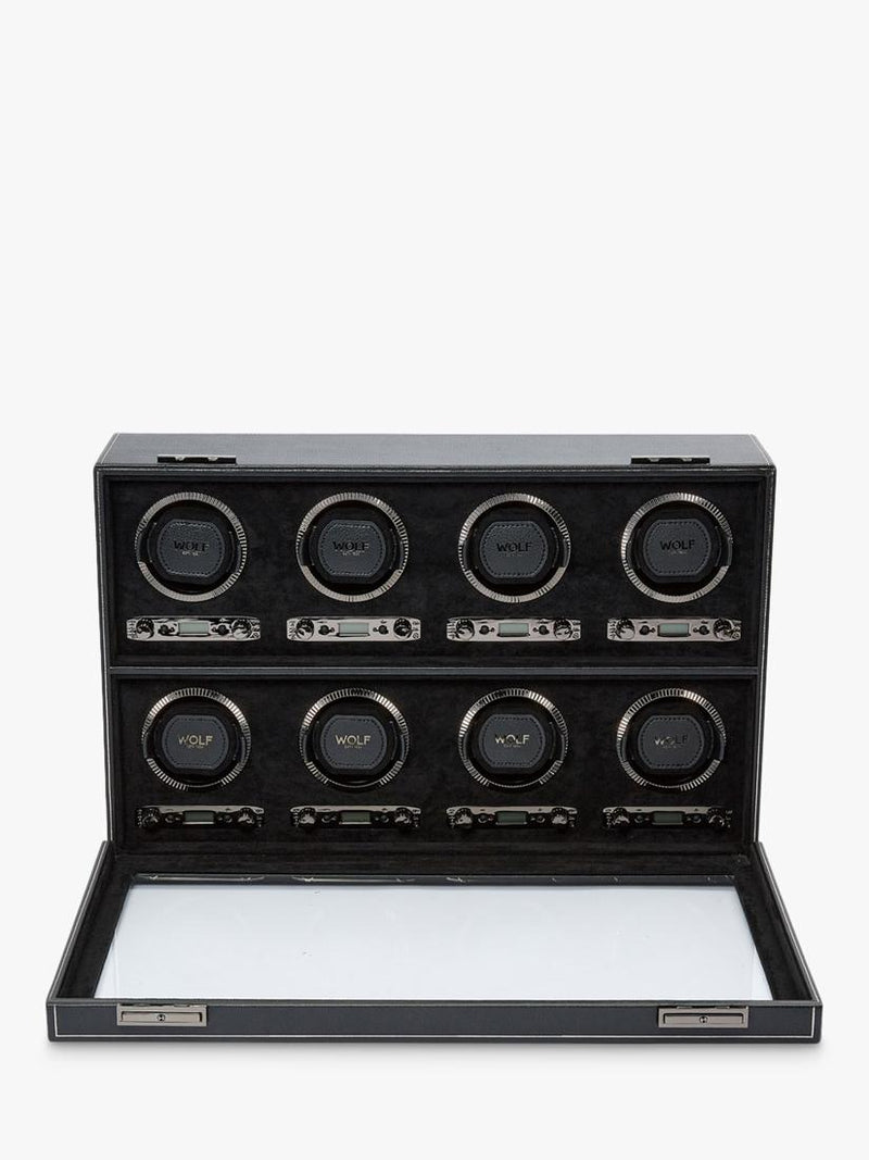 Wolf British Racing 8 module watch winder vegan leather, imported from the UK