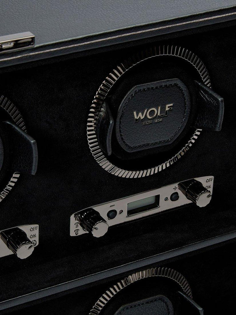 Wolf British Racing 8 module watch winder vegan leather, imported from the UK