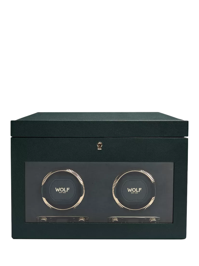 WOLF British Racing Vegan Leather 2 Module Watch Winder with Storage