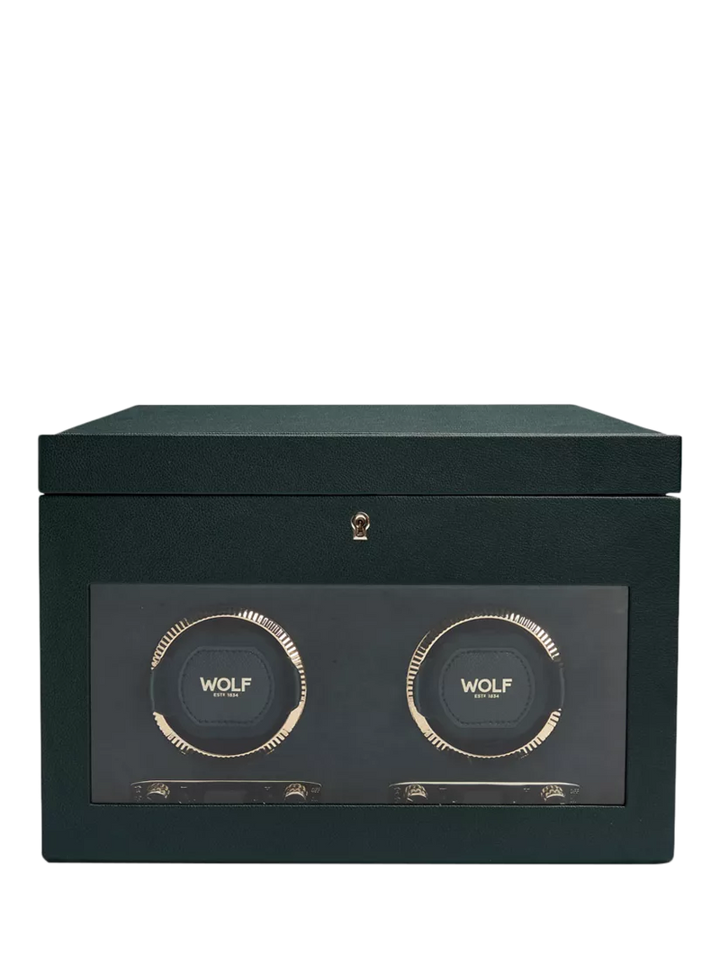 WOLF British Racing Vegan Leather 2 Module Watch Winder with Storage