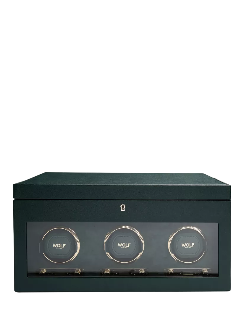 WOLF British Racing Vegan Leather 3 Module Watch Winder with Storage