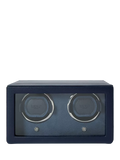 WOLF Cub Vegan Leather 2 Module Watch Winder With Cover, Navy