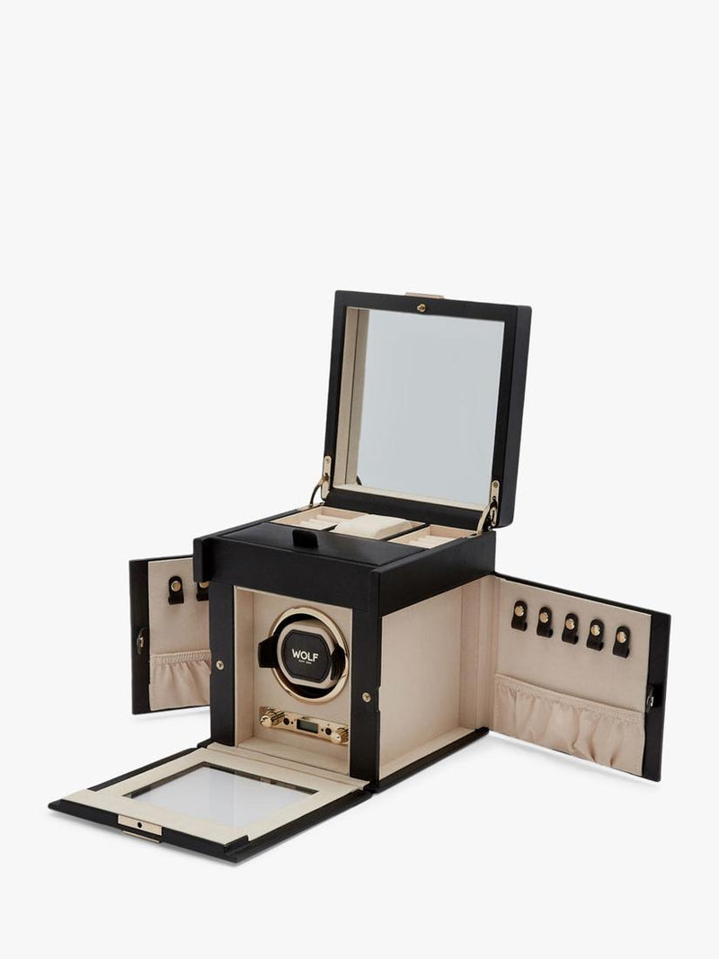 WOLF Palermo leather watch winder and jewellery box, imported from the UK