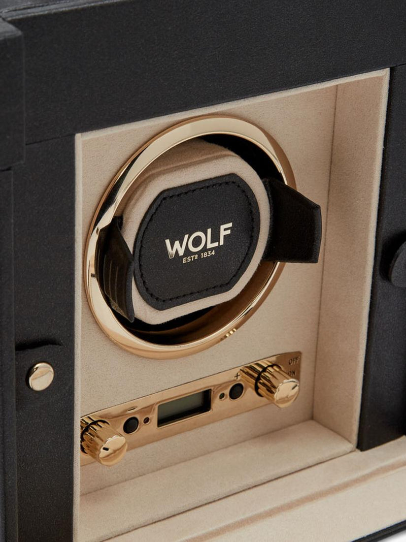 WOLF Palermo leather watch winder and jewellery box, imported from the UK
