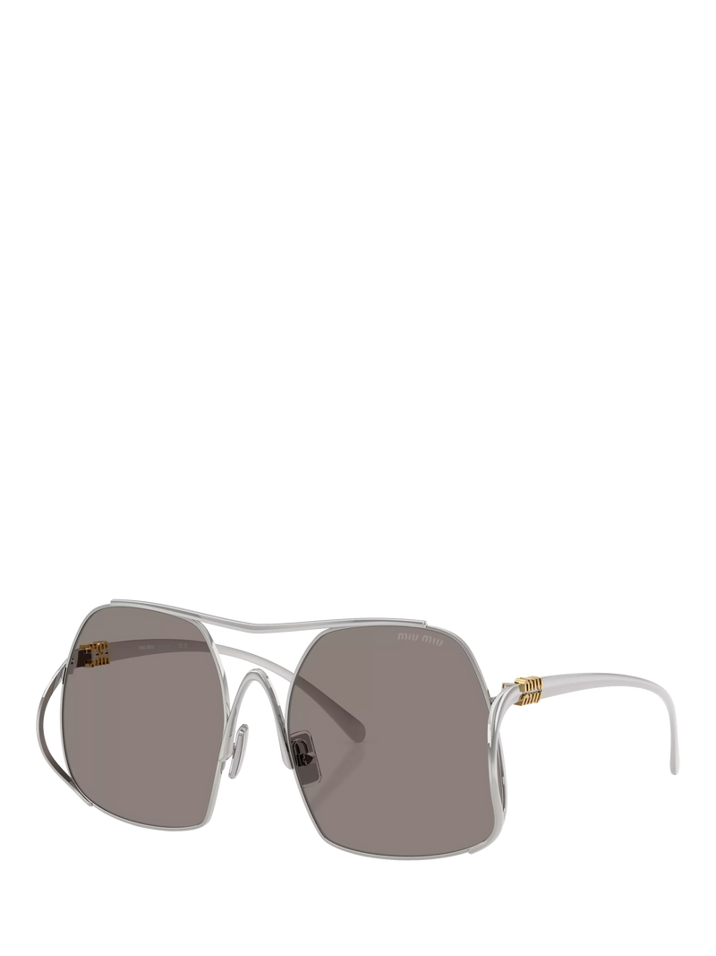 Miu Miu square sunglasses silver grey polyamide lenses (British brand)