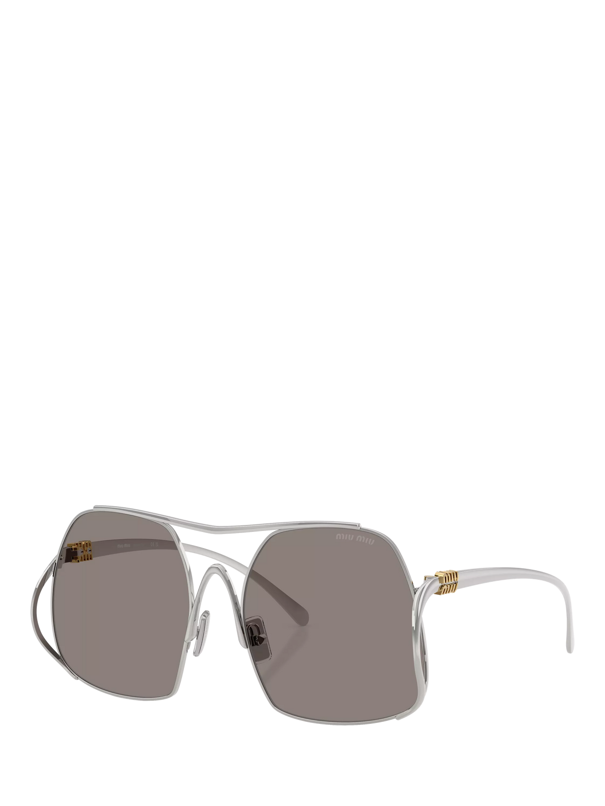 Miu Miu square sunglasses silver grey polyamide lenses (British brand)
