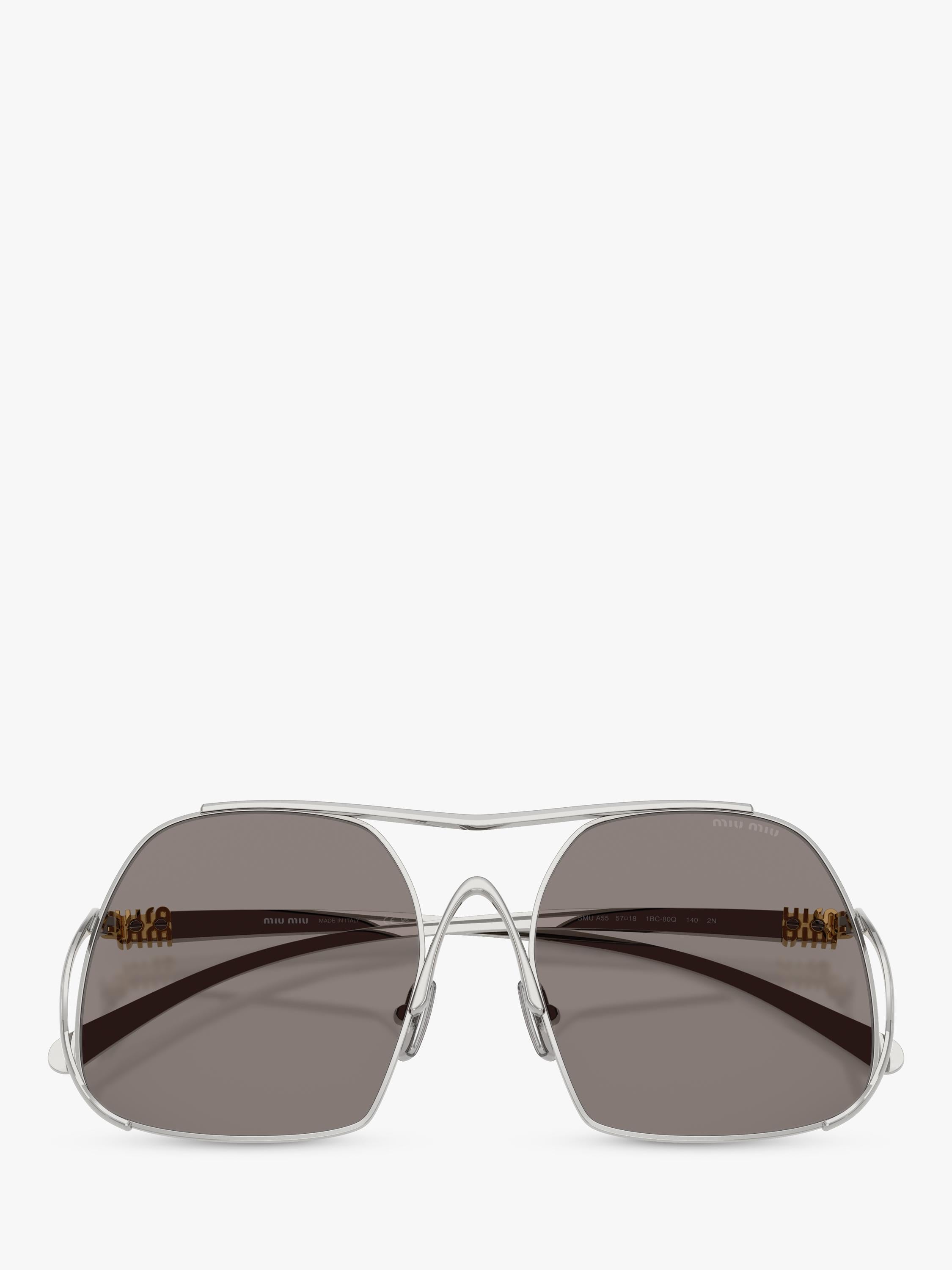 Miu Miu square sunglasses silver grey polyamide lenses (British brand)