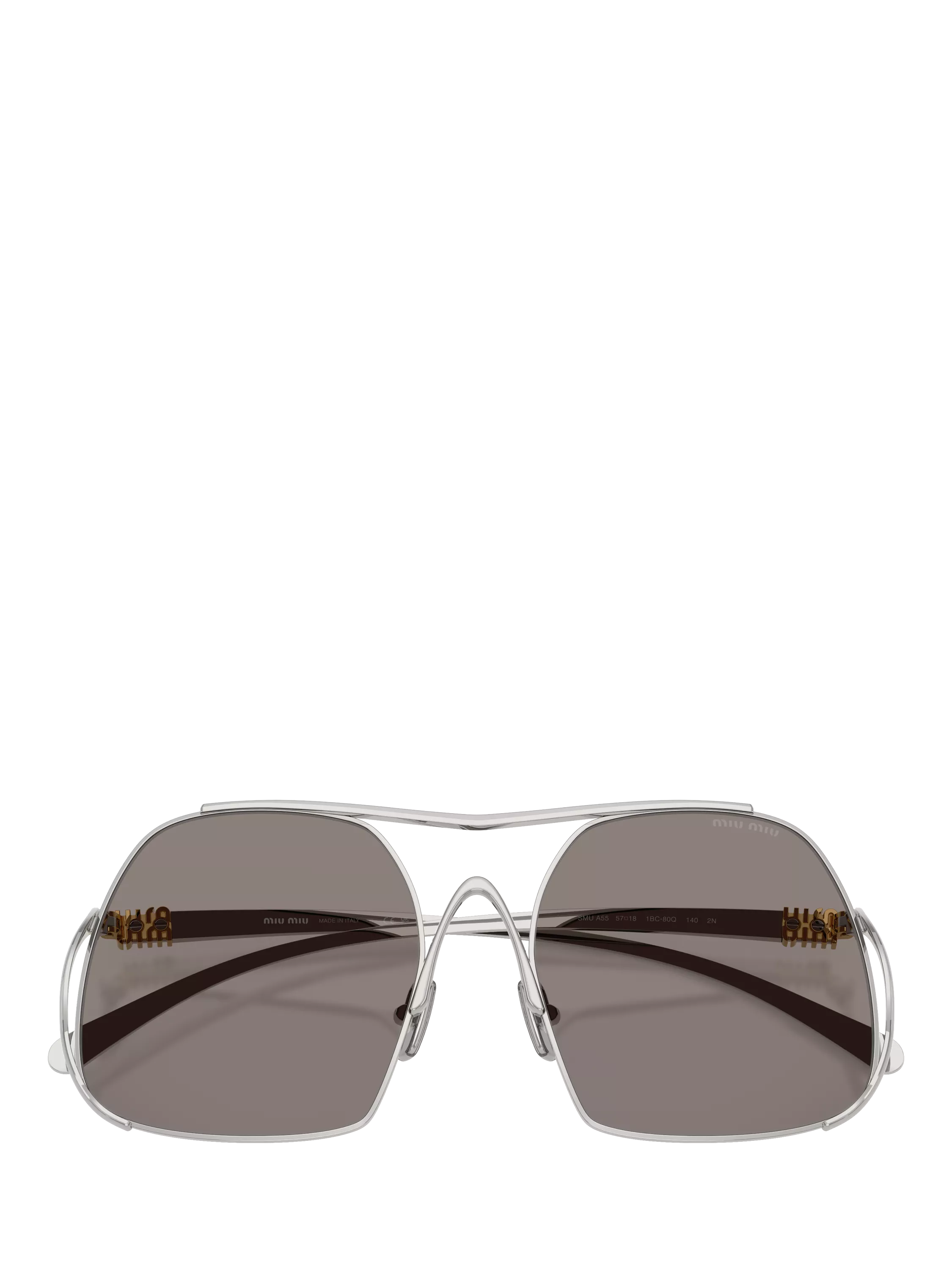 Miu Miu square sunglasses silver grey polyamide lenses (British brand)