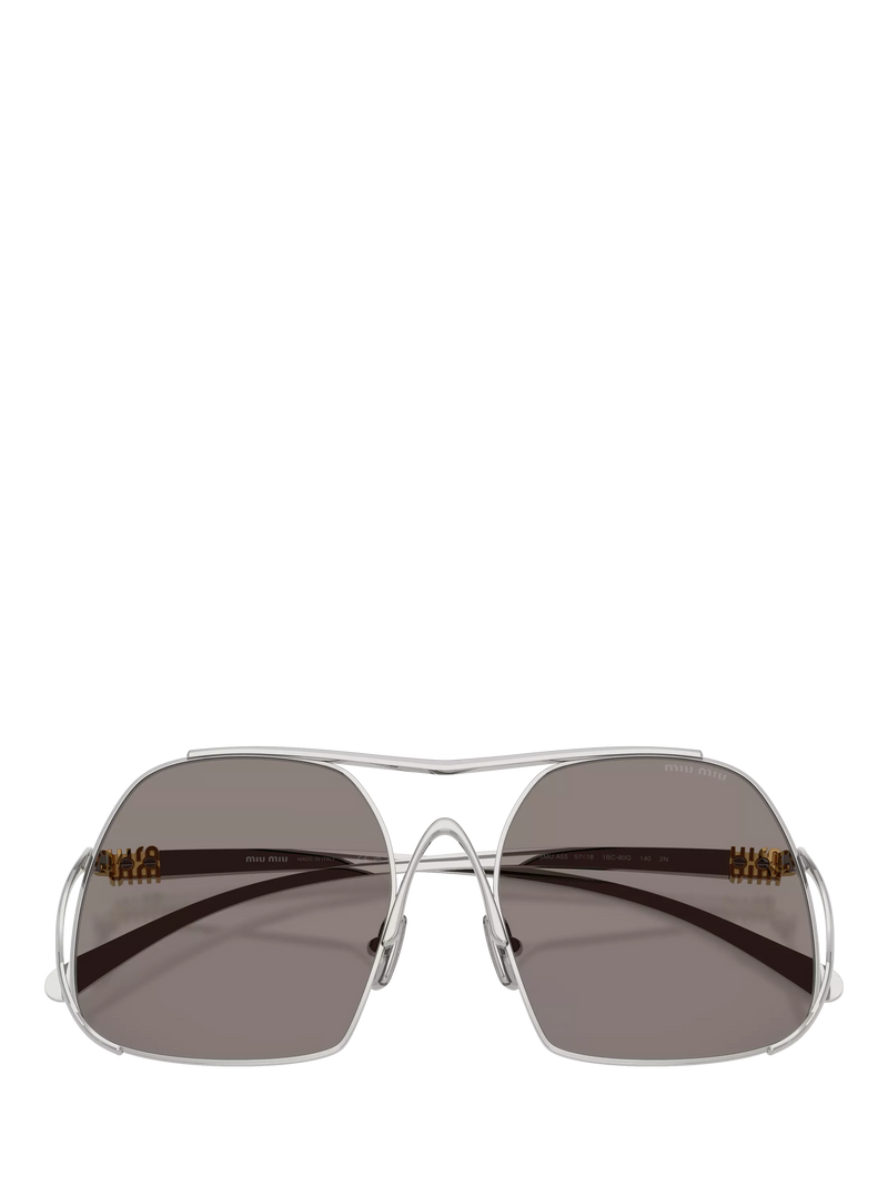 Miu Miu square sunglasses silver grey polyamide lenses (British brand)