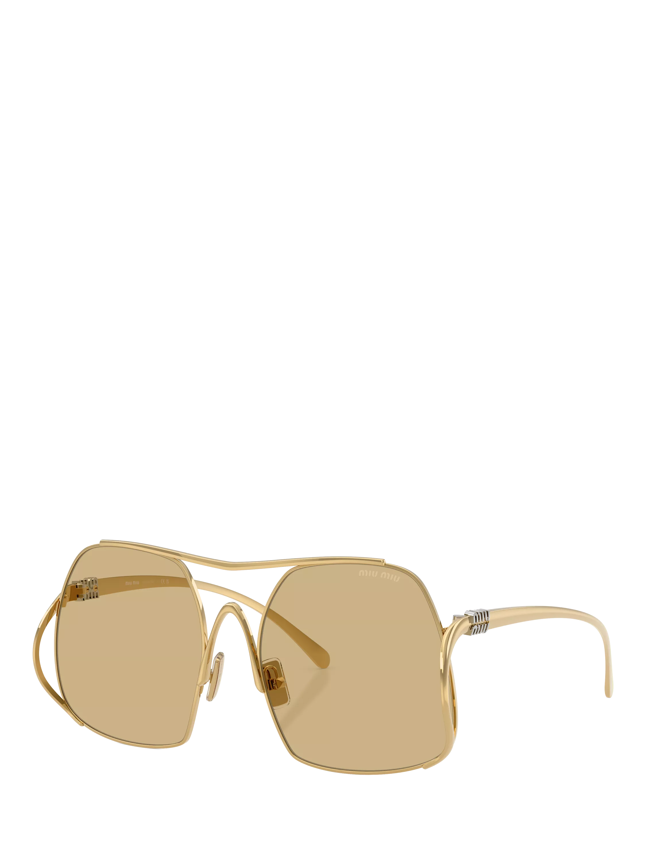Miu Miu women's square sunglasses gold yellow, UK version