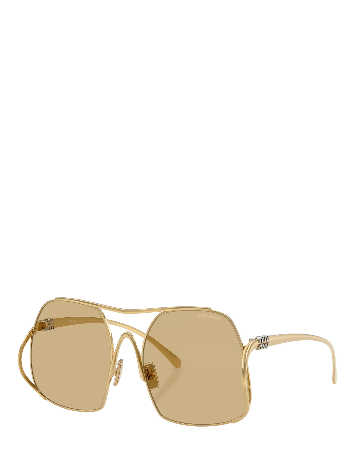 Miu Miu women's square sunglasses gold yellow, UK version