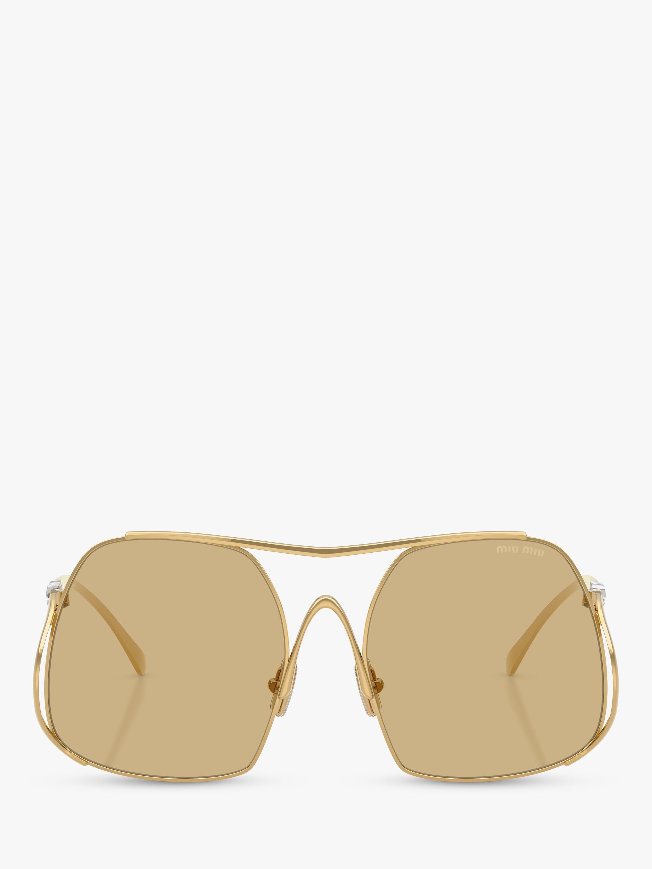 Miu Miu women's square sunglasses gold yellow, UK version