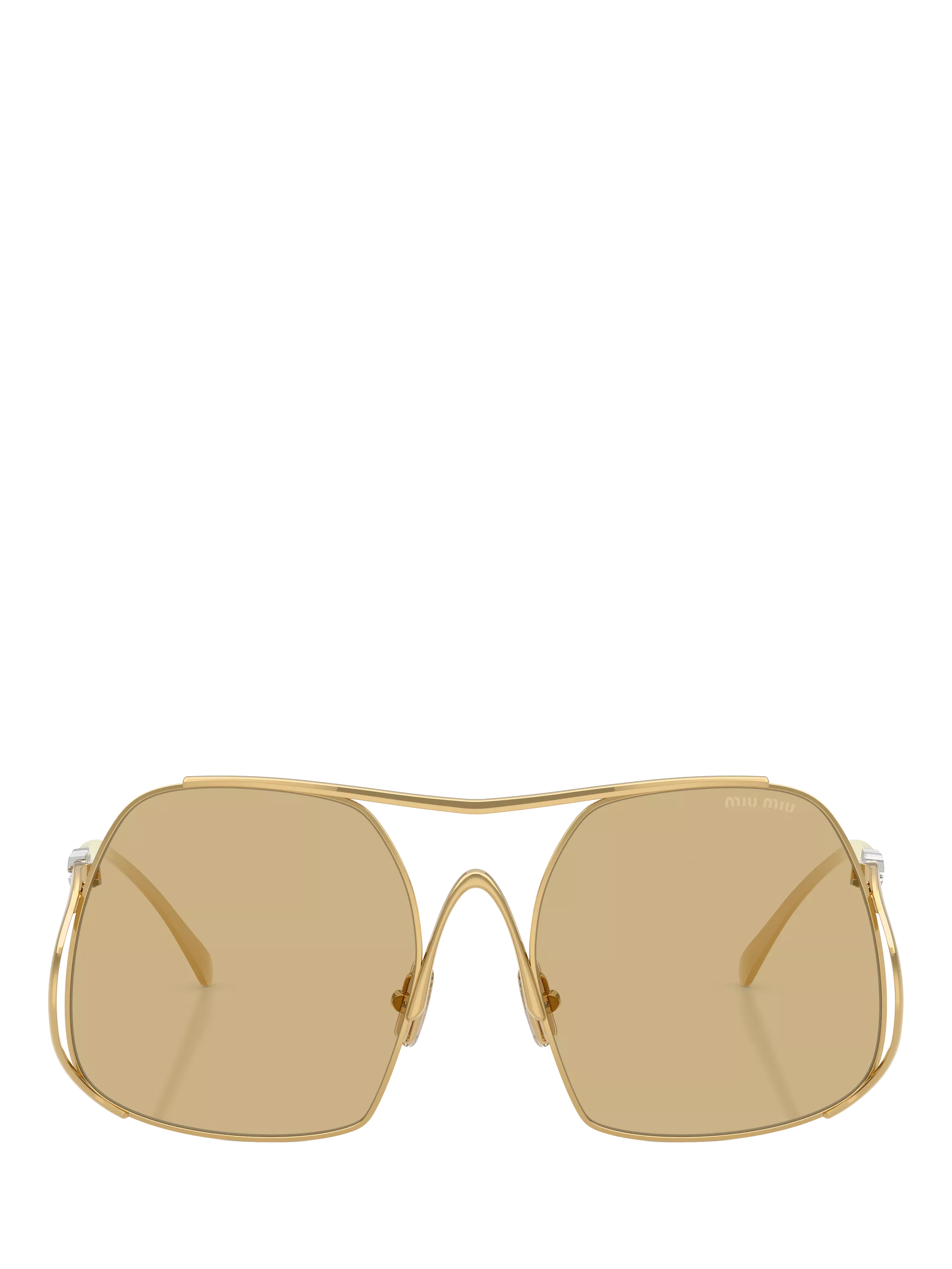 Miu Miu women's square sunglasses gold yellow, UK version