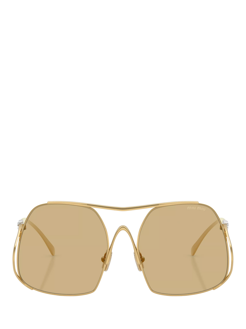 Miu Miu women's square sunglasses gold yellow, UK version