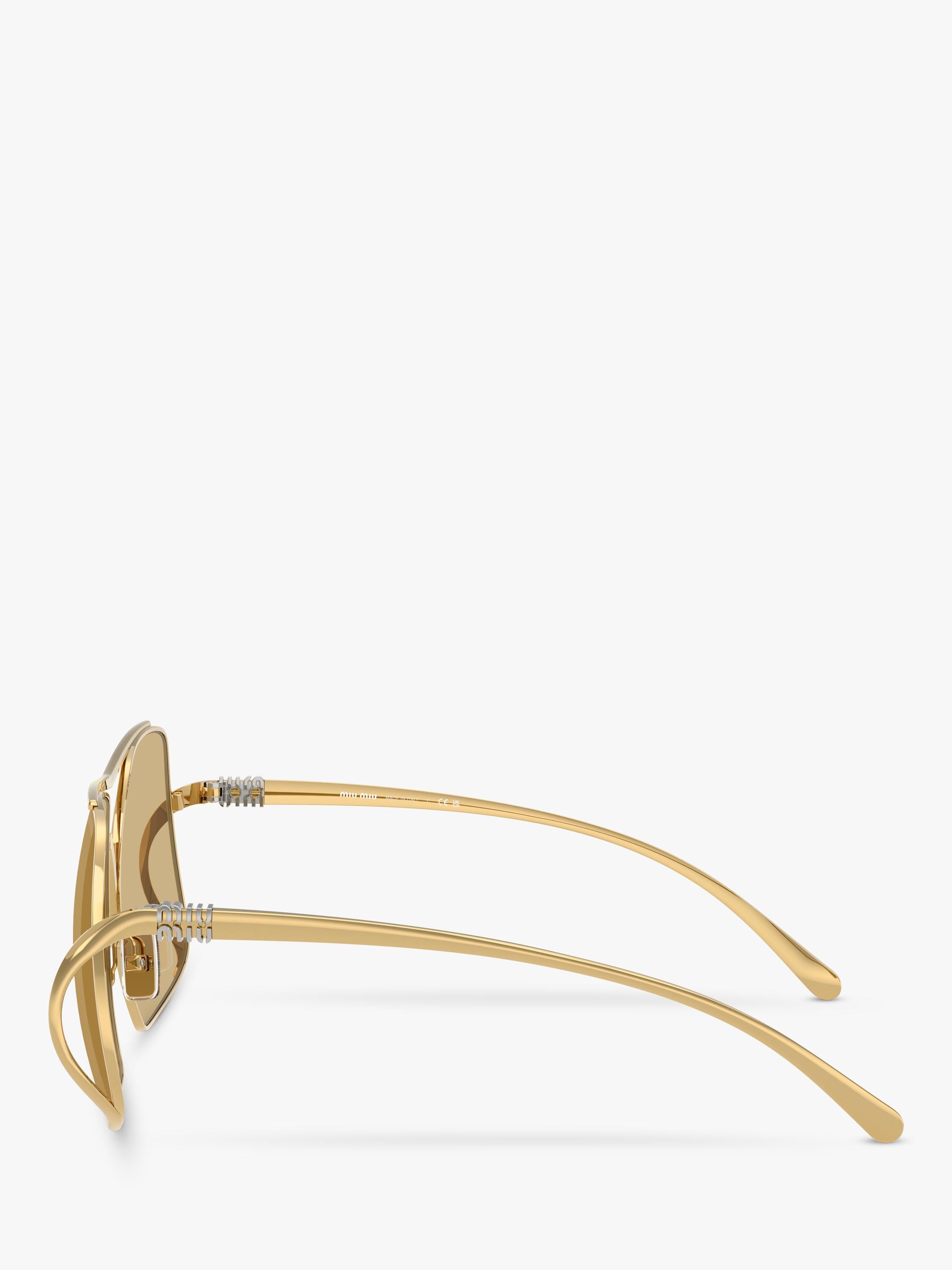 Miu Miu women's square sunglasses gold yellow, UK version