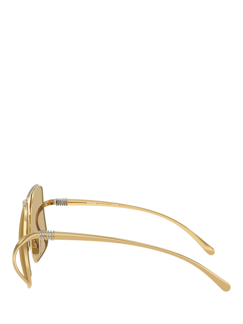 Miu Miu women's square sunglasses gold yellow, UK version
