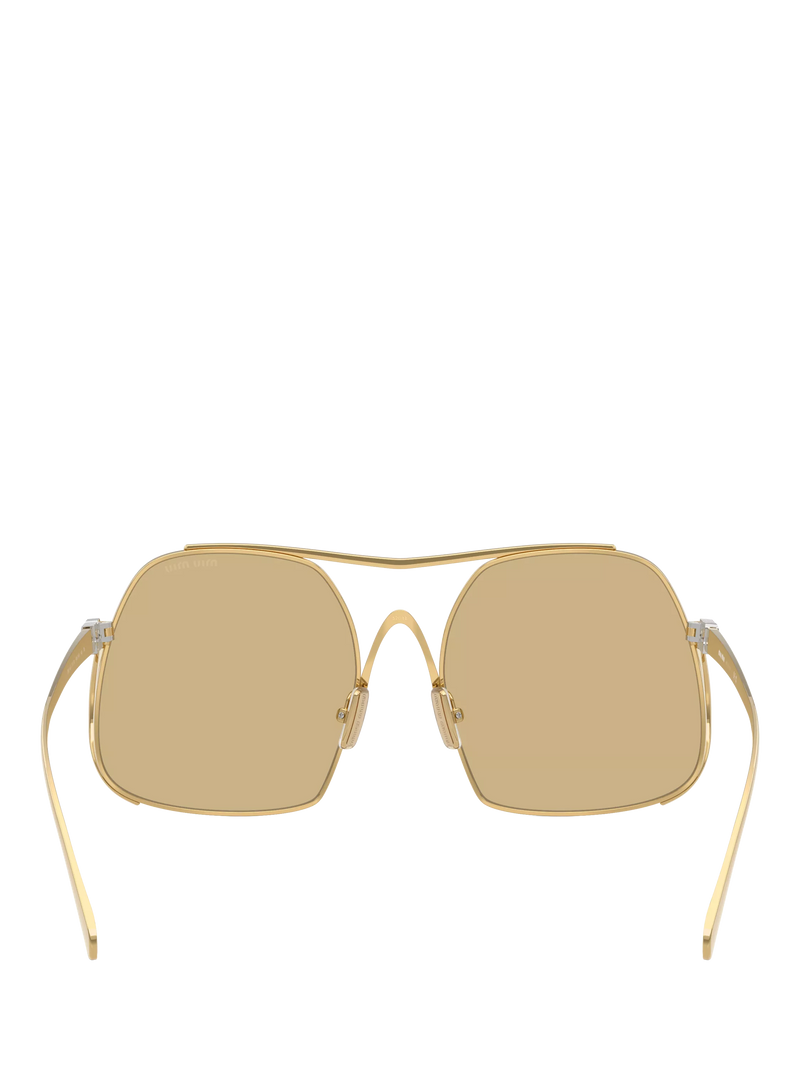 Miu Miu women's square sunglasses gold yellow, UK version