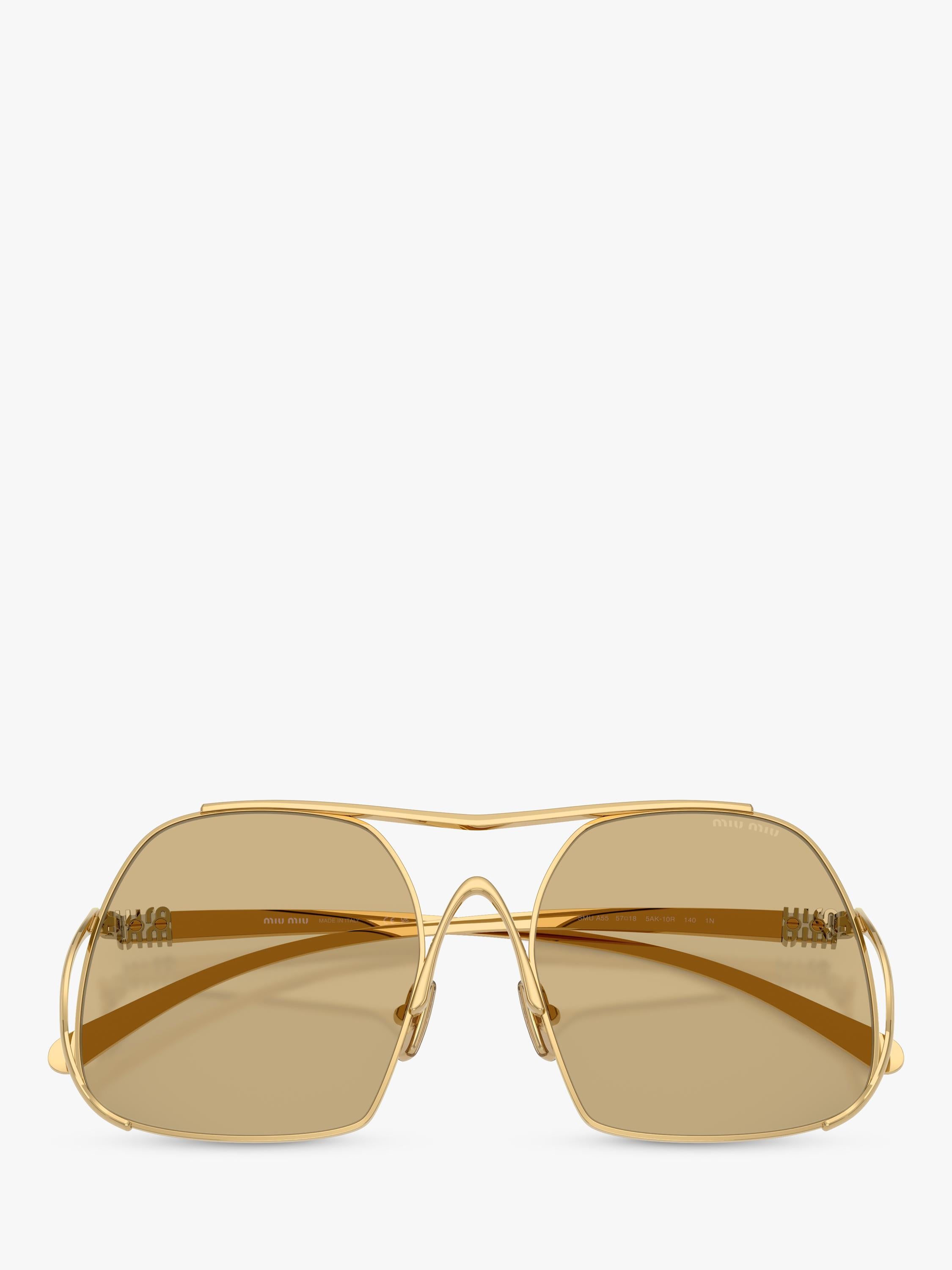 Miu Miu women's square sunglasses gold yellow, UK version