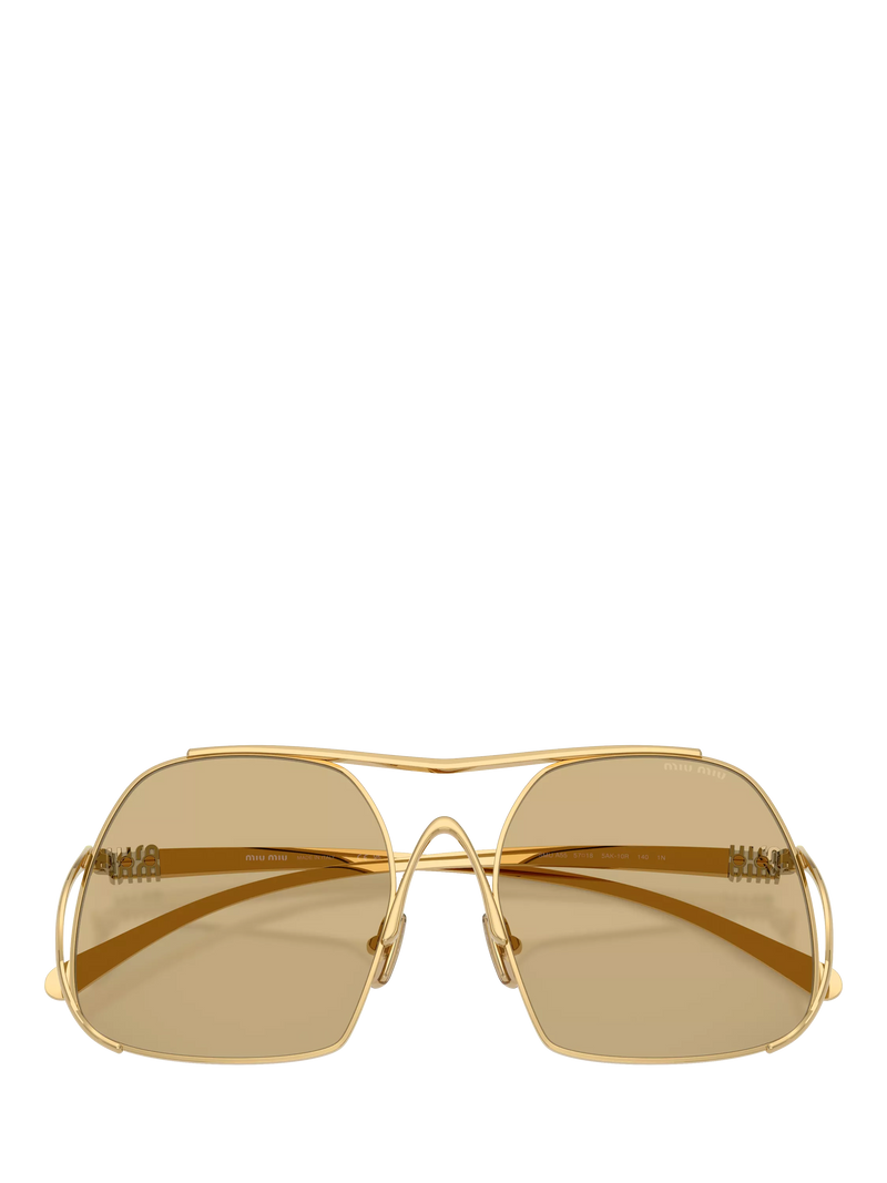 Miu Miu women's square sunglasses gold yellow, UK version