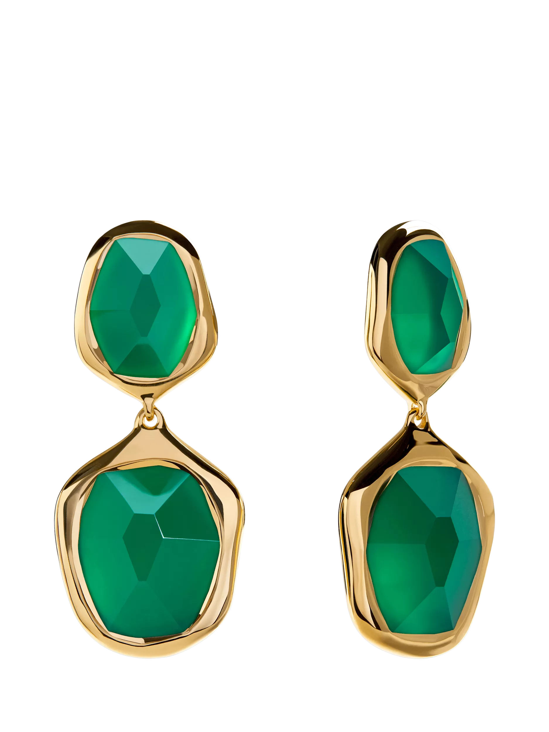 Monica Vinader Odyssey double drop earrings green onyx gold (British brand)