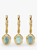 Monica Vinader Odyssey Huggie Earrings 18k gold vermeil aquamarine green onyx - British product