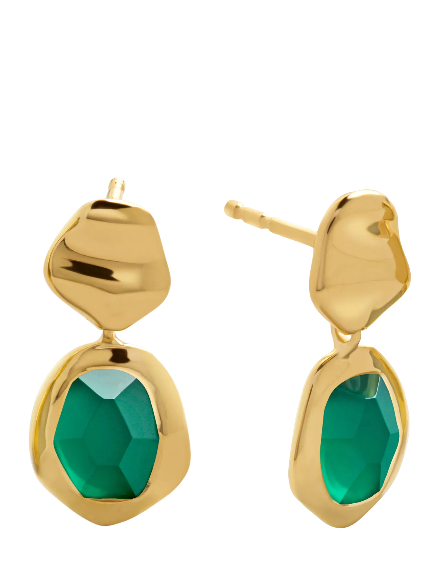 Monica Vinader small drop earrings green onyx gold - British product