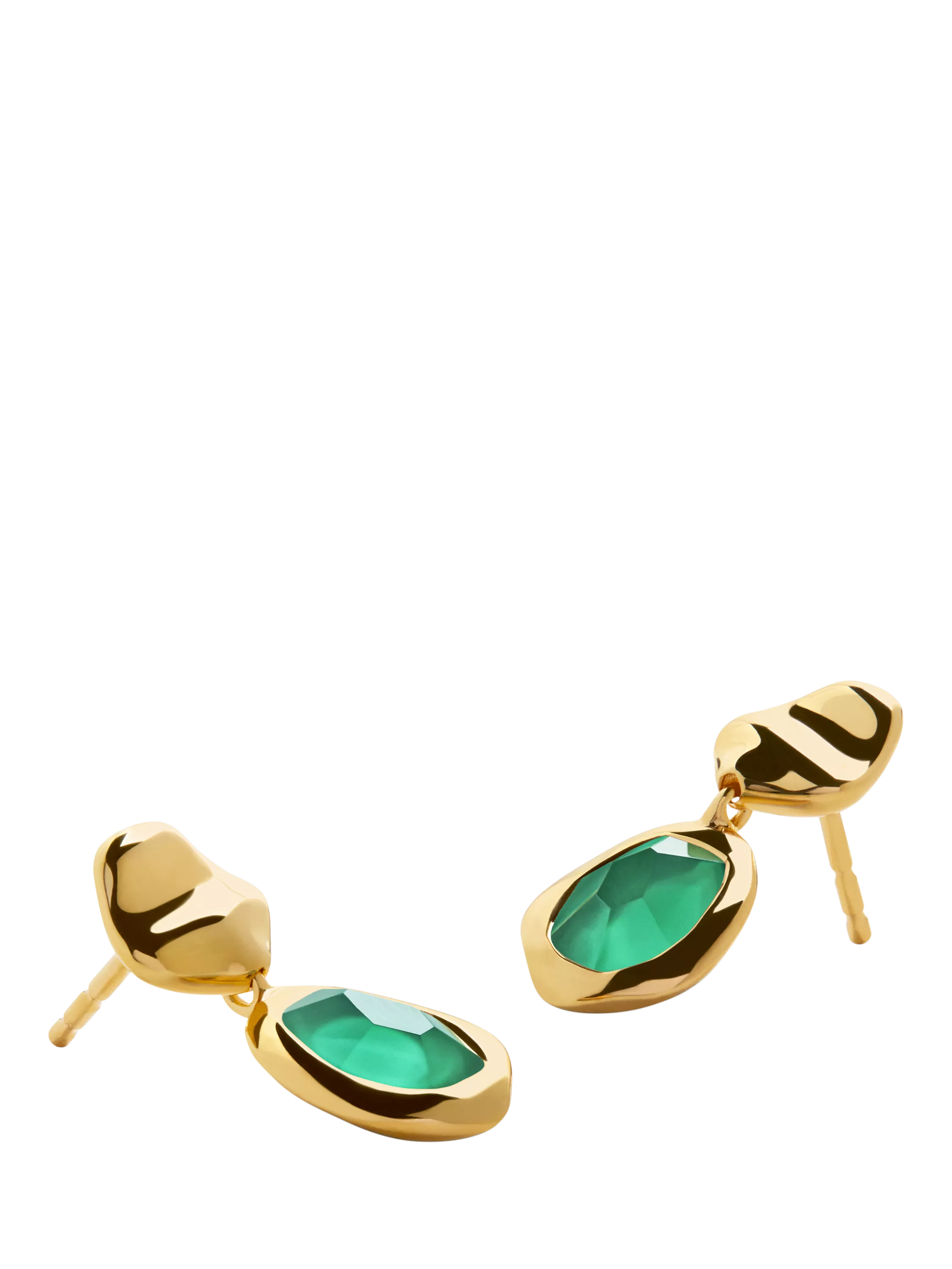 Monica Vinader small drop earrings green onyx gold - British product