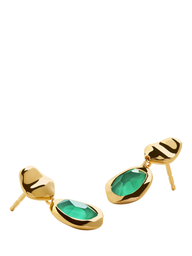 Monica Vinader small drop earrings green onyx gold - British product
