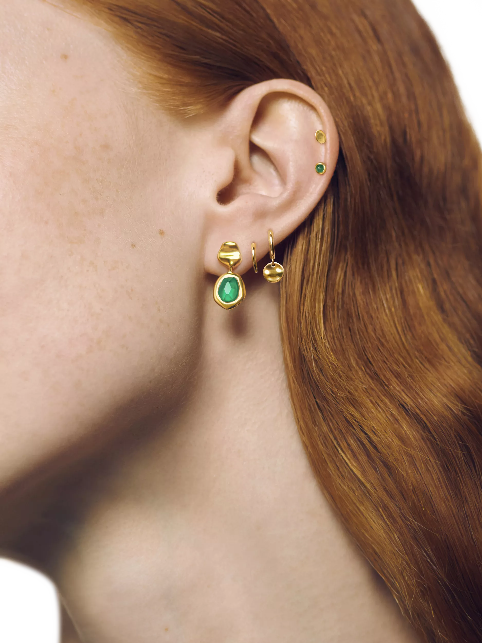 Monica Vinader small drop earrings green onyx gold - British product
