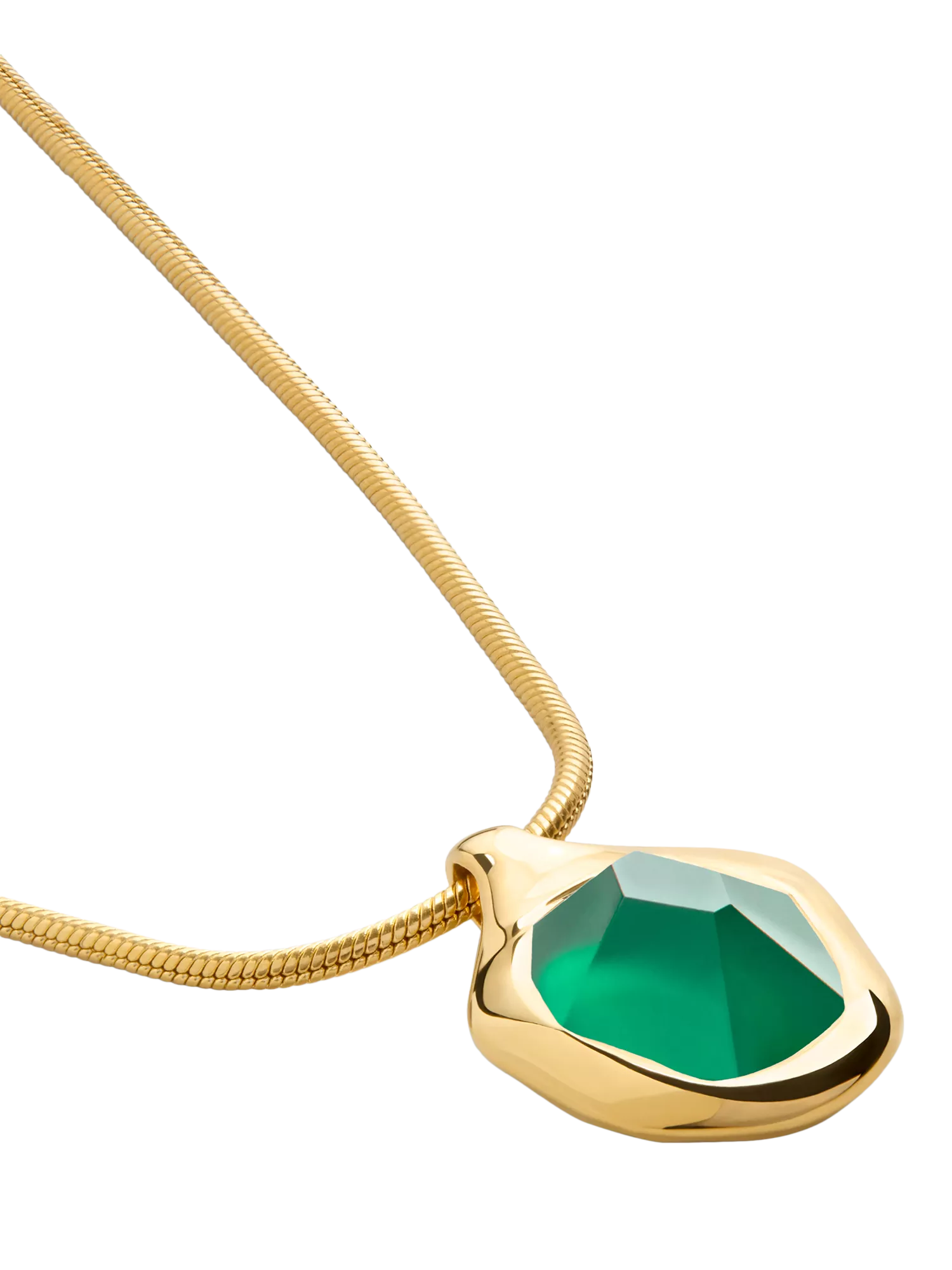 Monica Vinader green onyx snake chain necklace gold vermeil, UK version