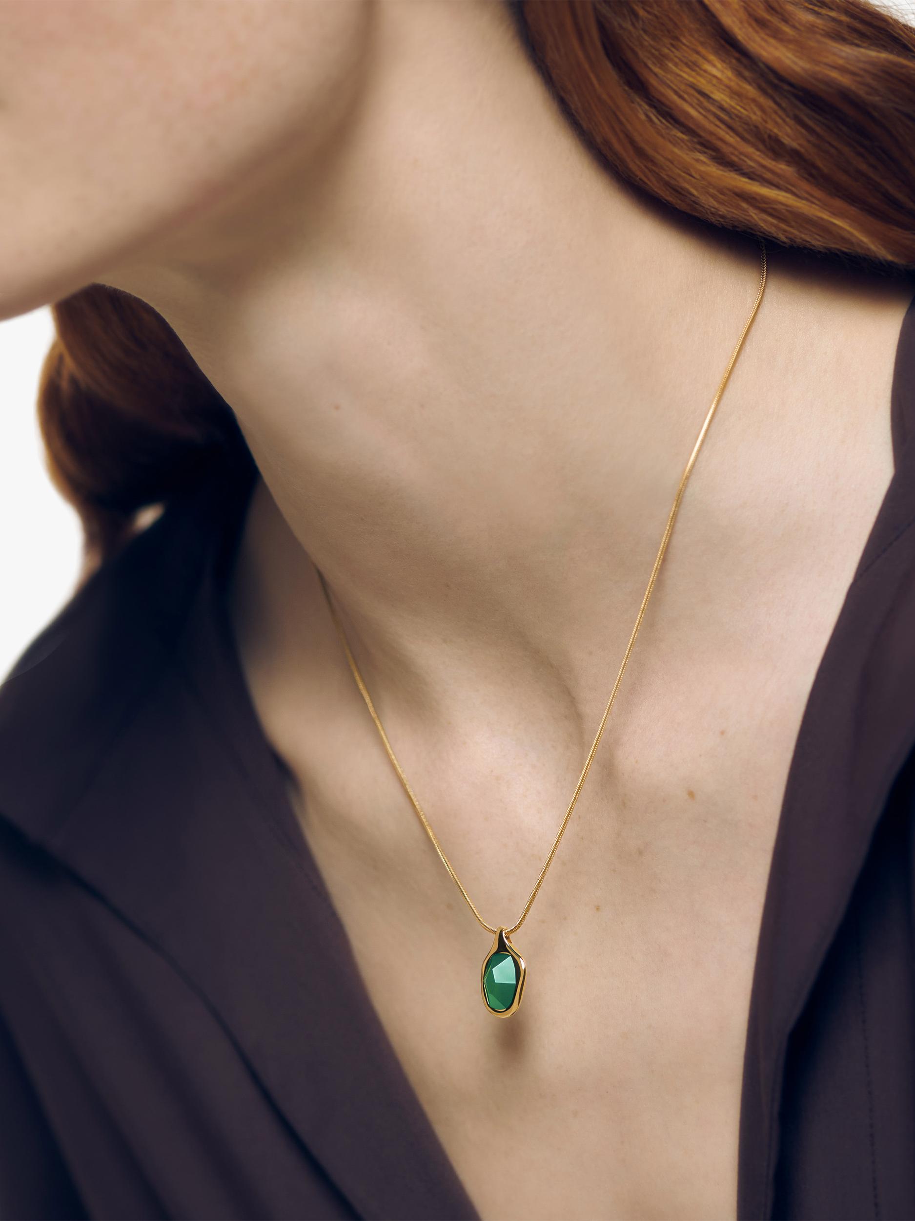 Monica Vinader green onyx snake chain necklace gold vermeil, UK version