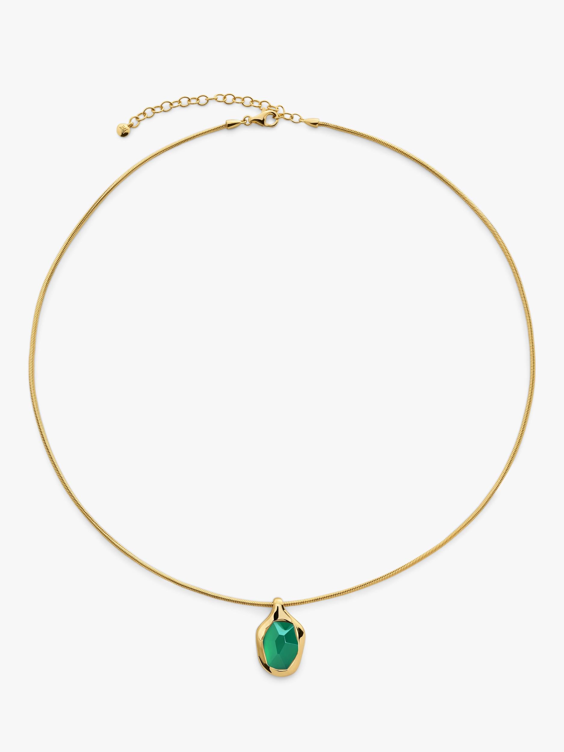Monica Vinader green onyx snake chain necklace gold vermeil, UK version