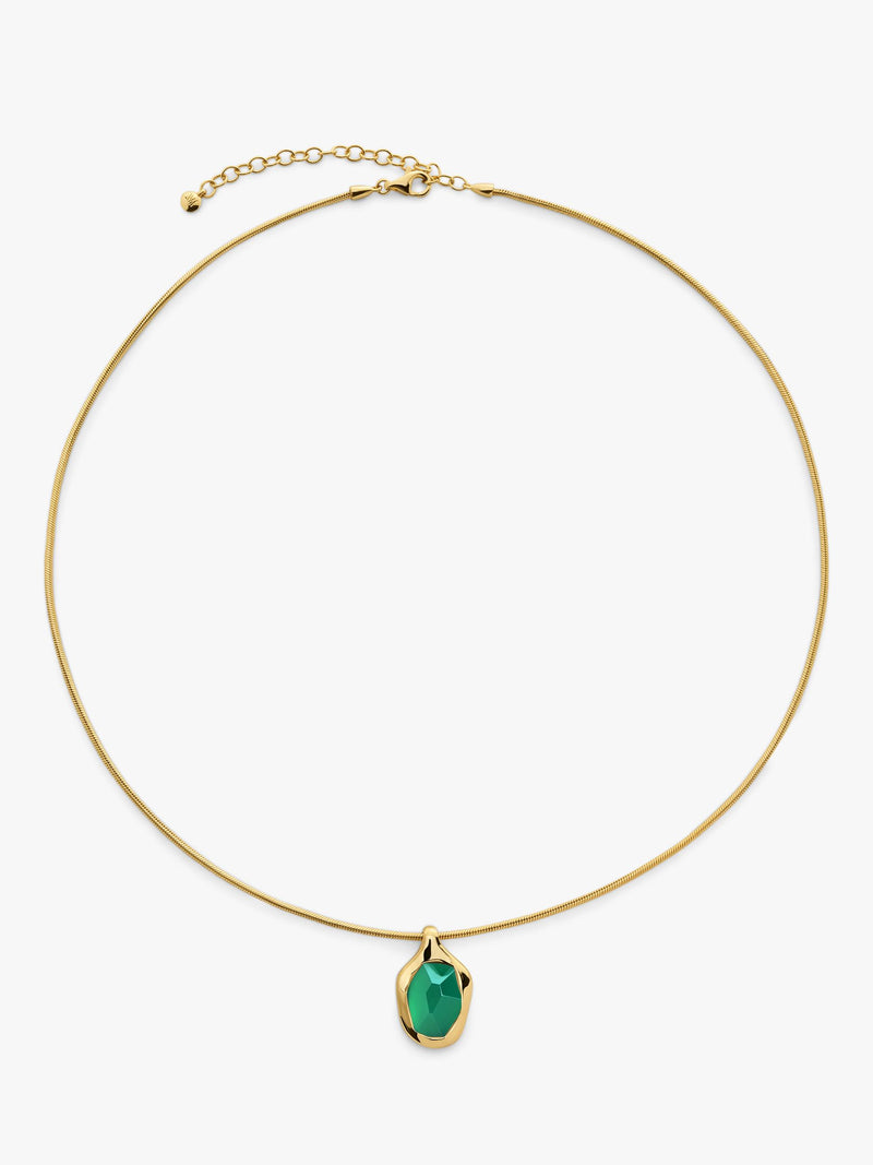 Monica Vinader green onyx snake chain necklace gold vermeil, UK version