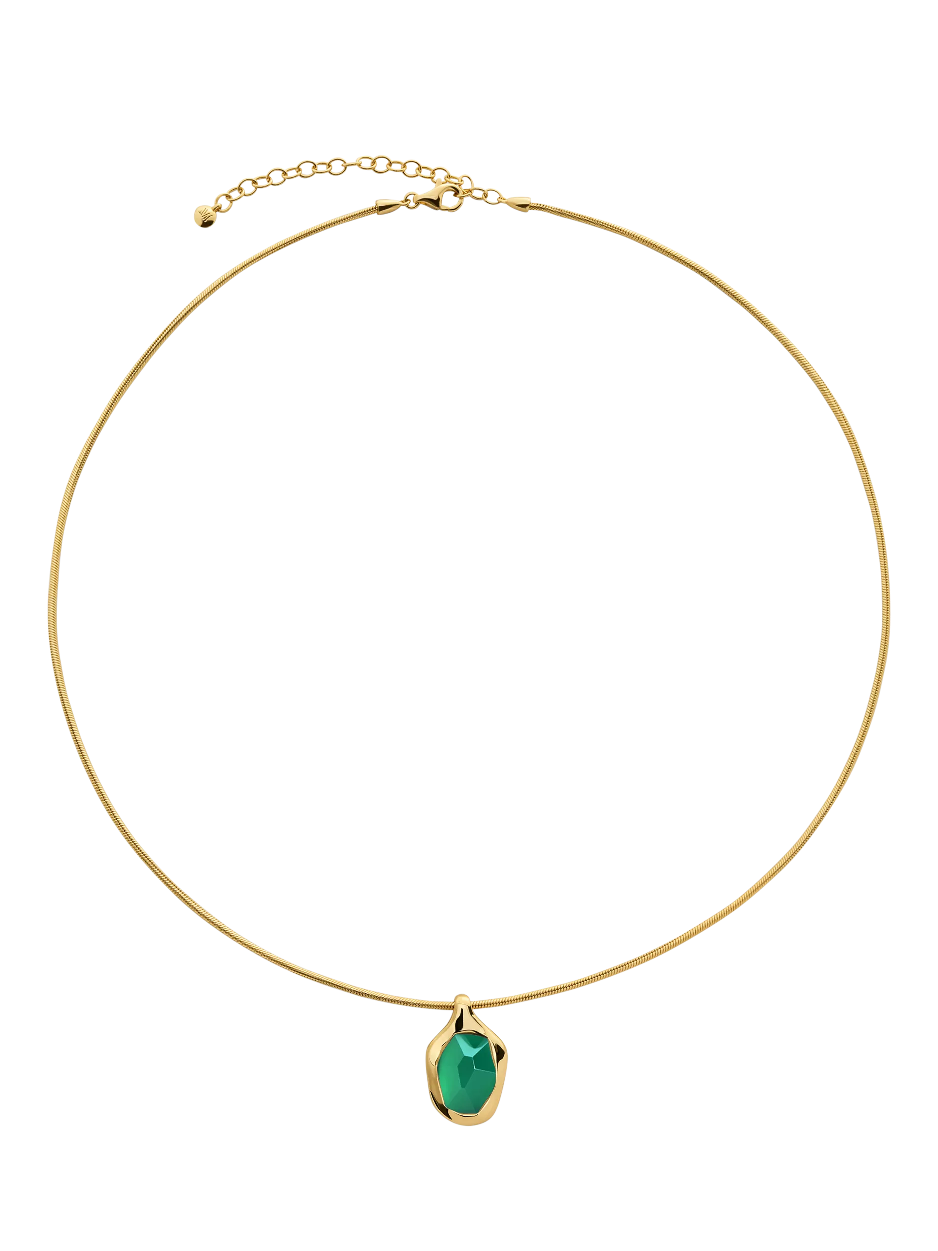 Monica Vinader green onyx snake chain necklace gold vermeil, UK version