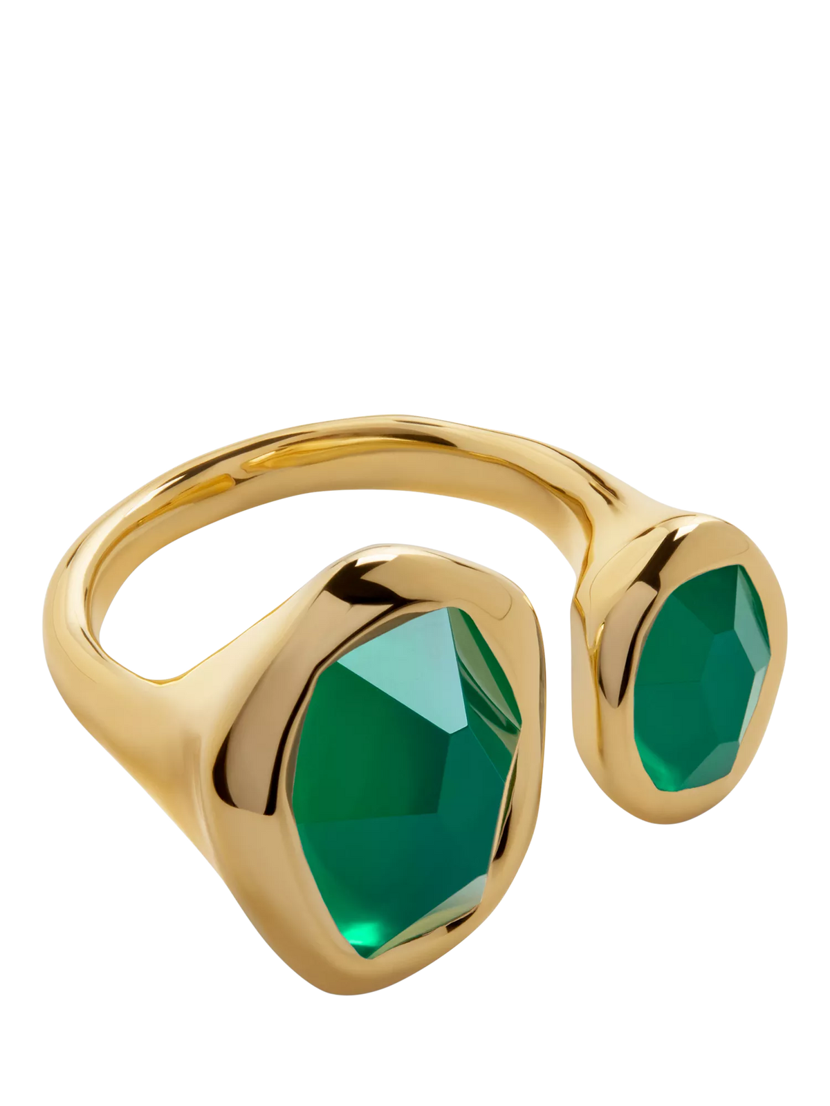 Monica Vinader green onyx open ring in gold vermeil (British brand)